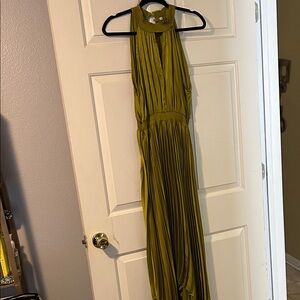 Elegant Olive Green Halter Dress
